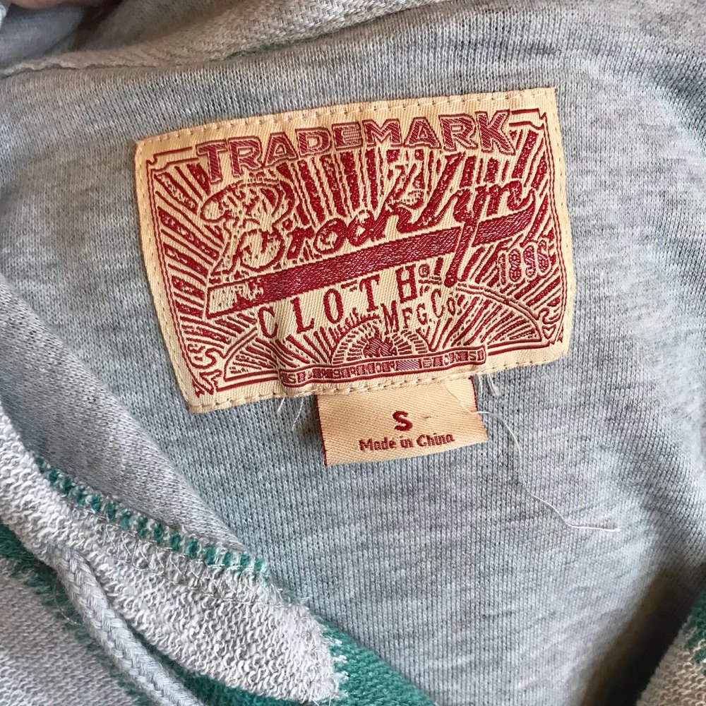 NWT Brooklyn Cloth Green & Gray Hooded Sweater Sma - Picture 7 of 8